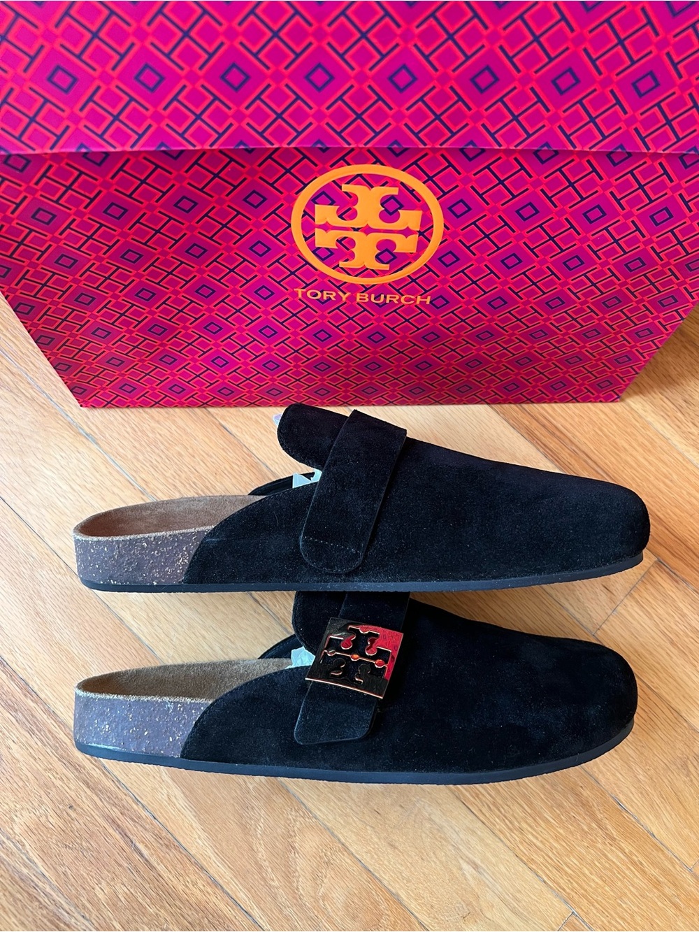 Tory Burch Perfect Black Suede Mellow Mules Clogs - Picture 7 of 14